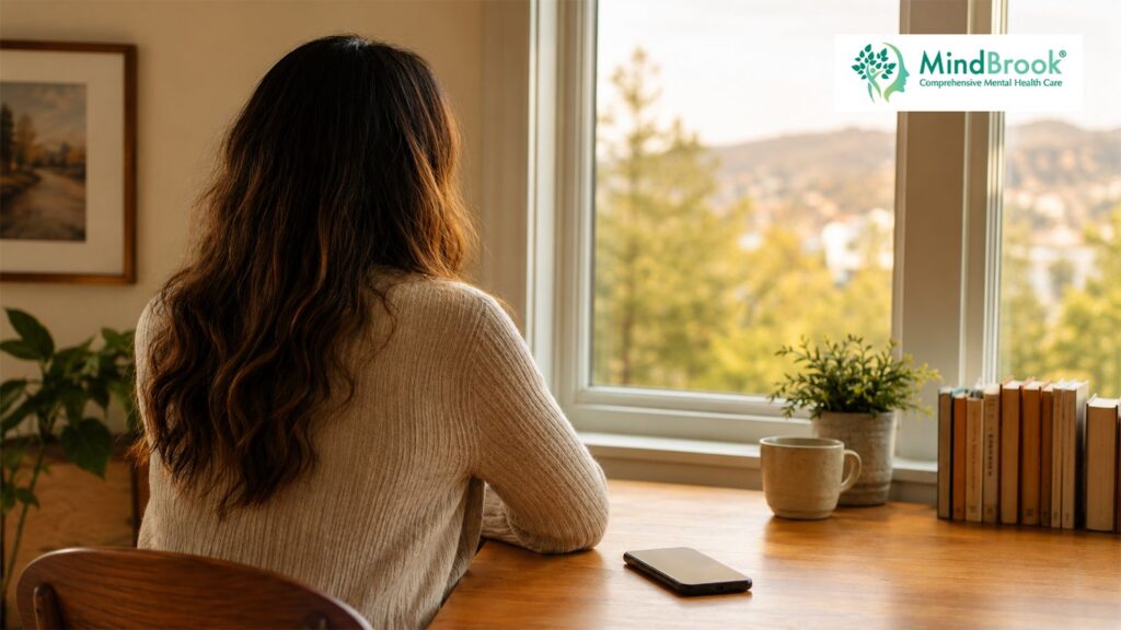 Person reflecting on when to see a real therapist instead of an AI chatbot in Tampa, FL